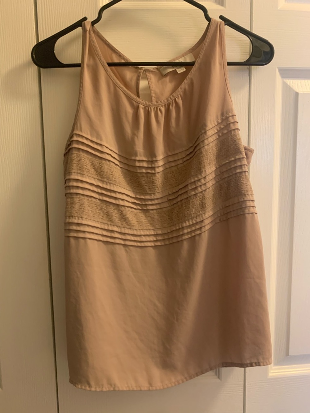 LOFT Blush Pink Sleeveless Pintuck Detail Tank